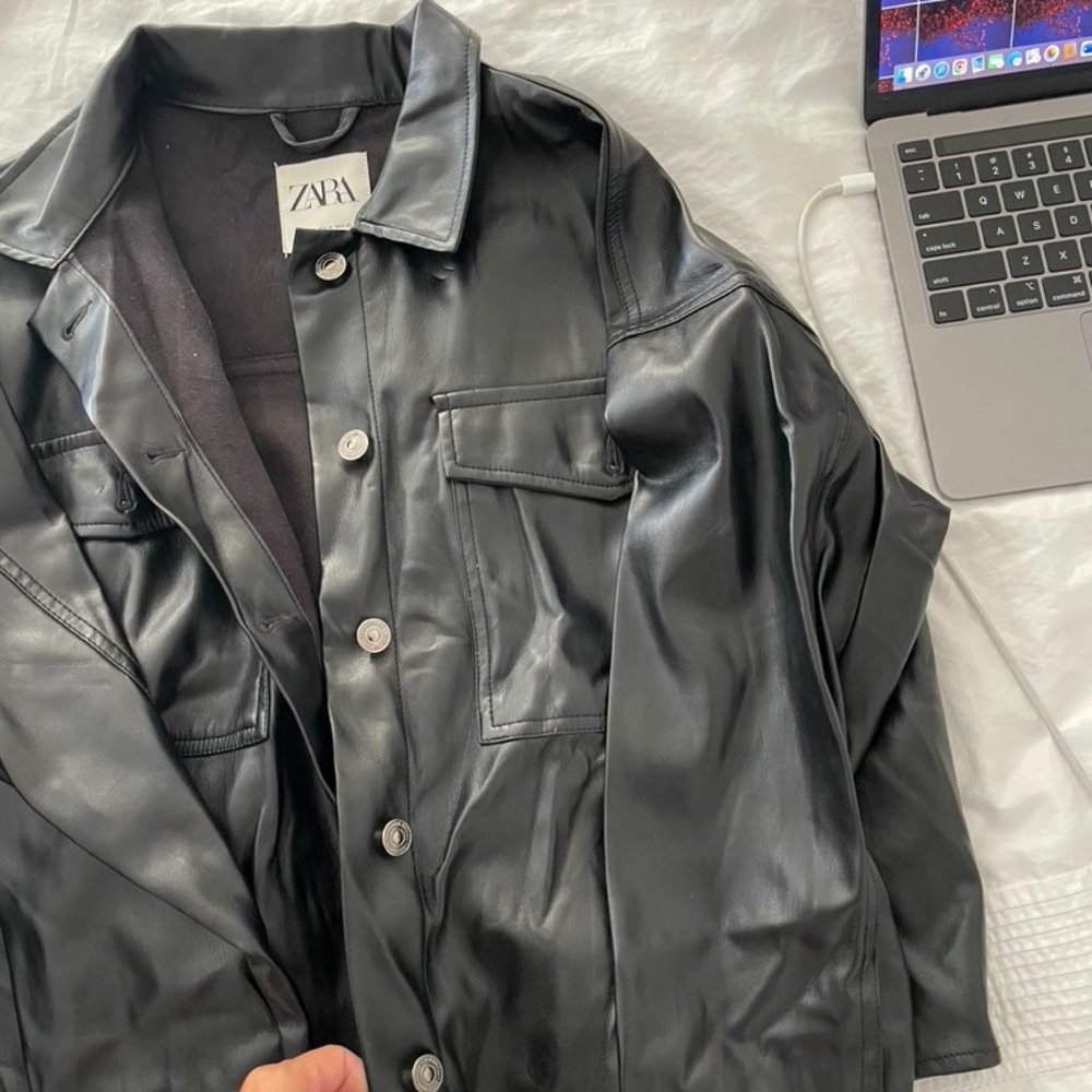 Black "leather" jacket Zara